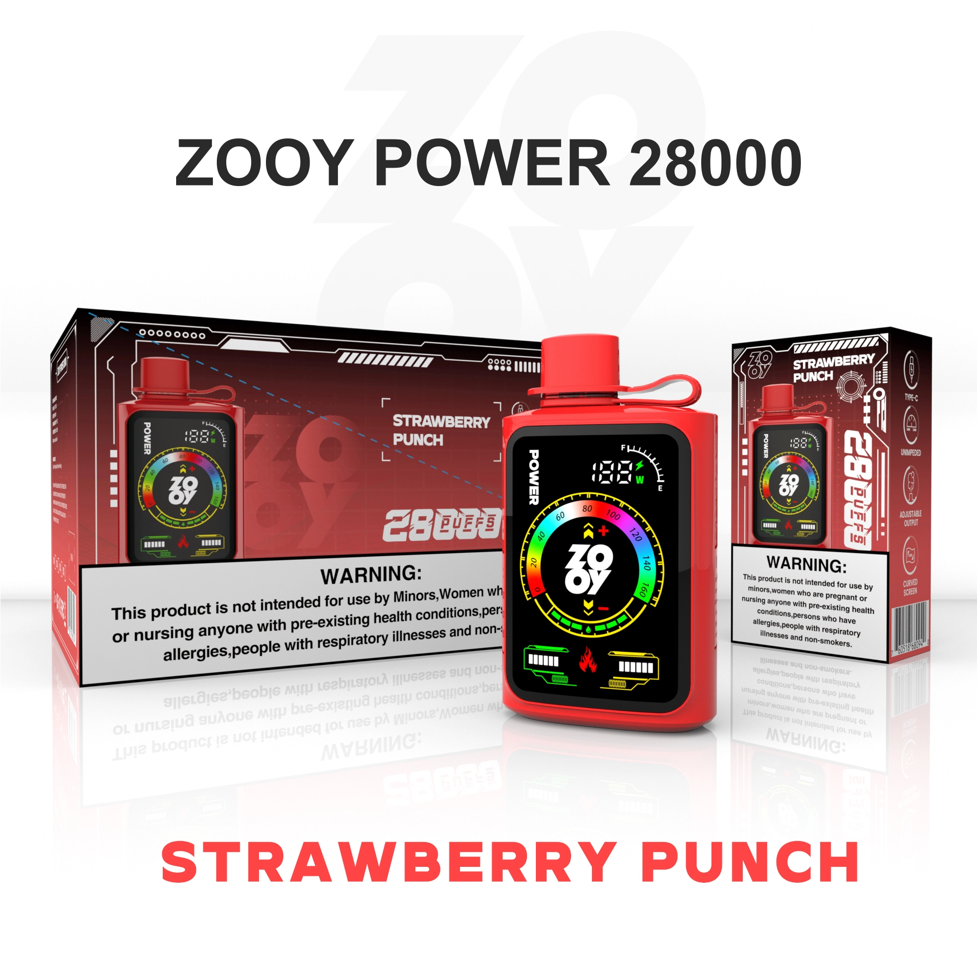 ZOOY POWER 28000 – Strawberry Punch packaging