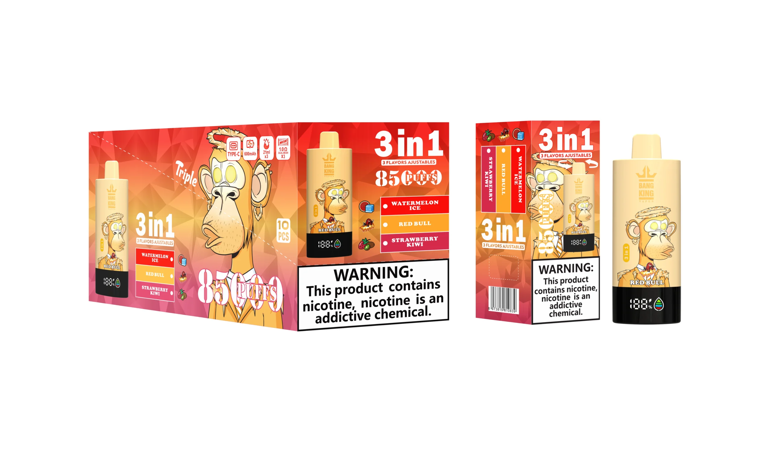 Bang King 85K 3-in-1 triple flavor packaging — set view A wholesale