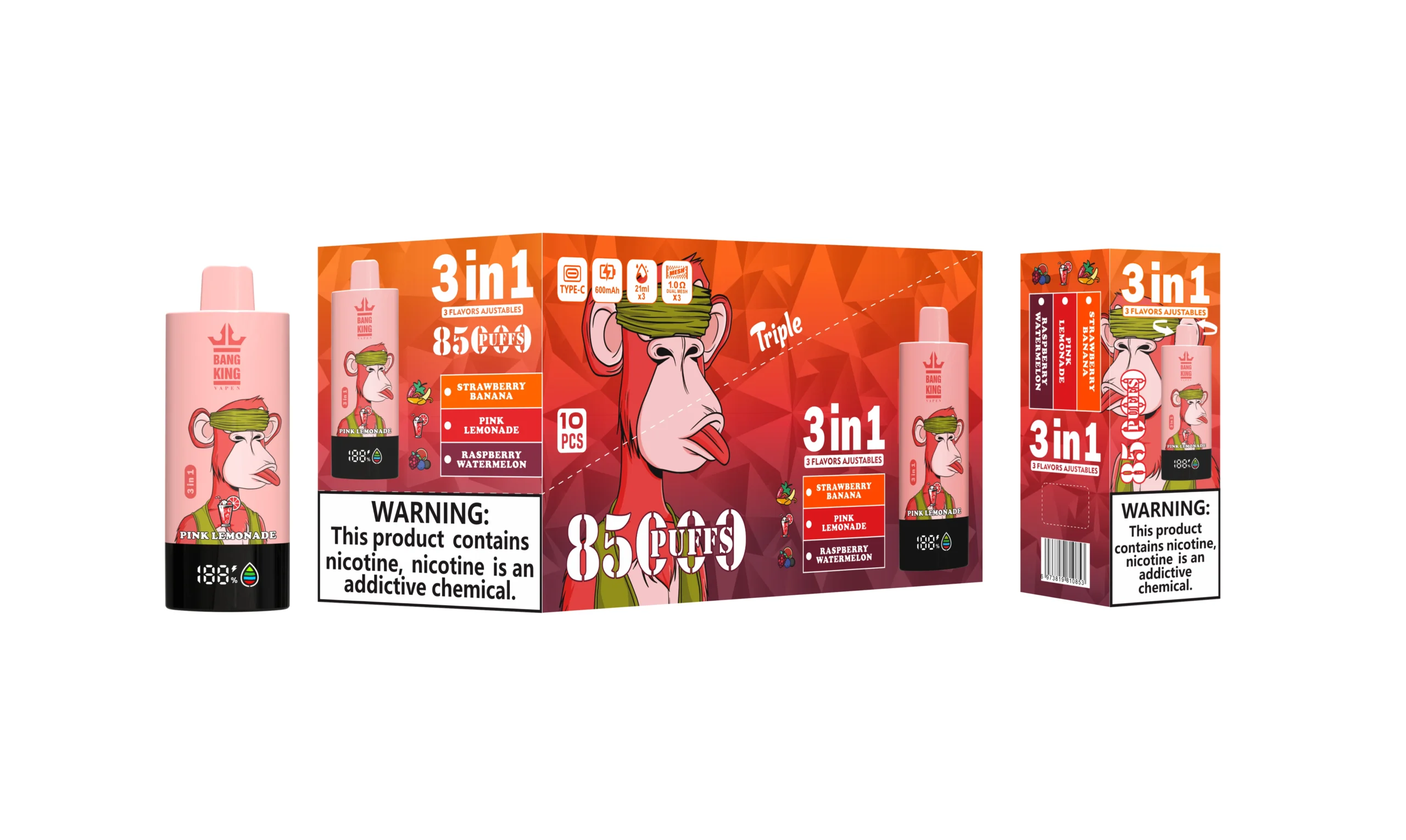 Bang King 85K 3-in-1 triple flavor packaging — set view B wholesale