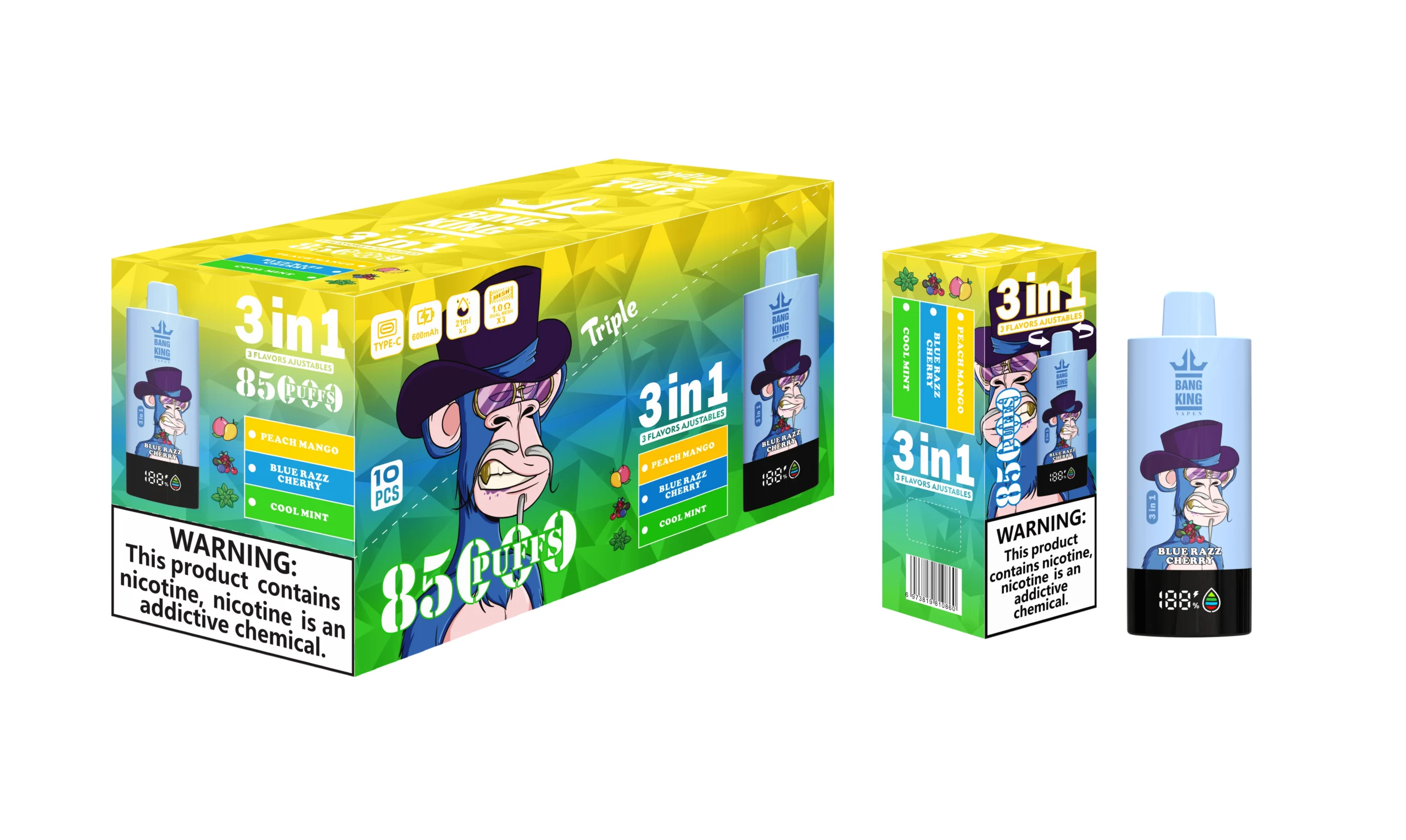 Bang King 85K 3-in-1 triple flavor packaging — set view C wholesale
