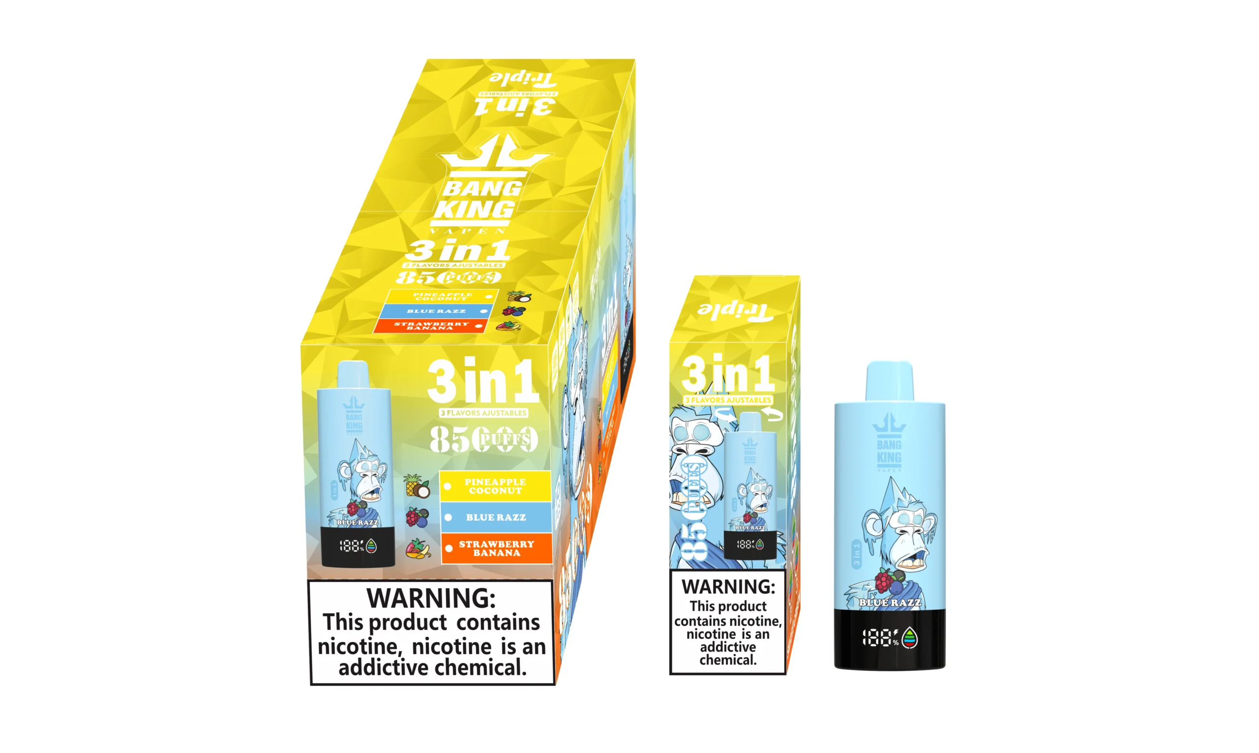 Bang King 85K 3-in-1 triple flavor packaging — set view D wholesale