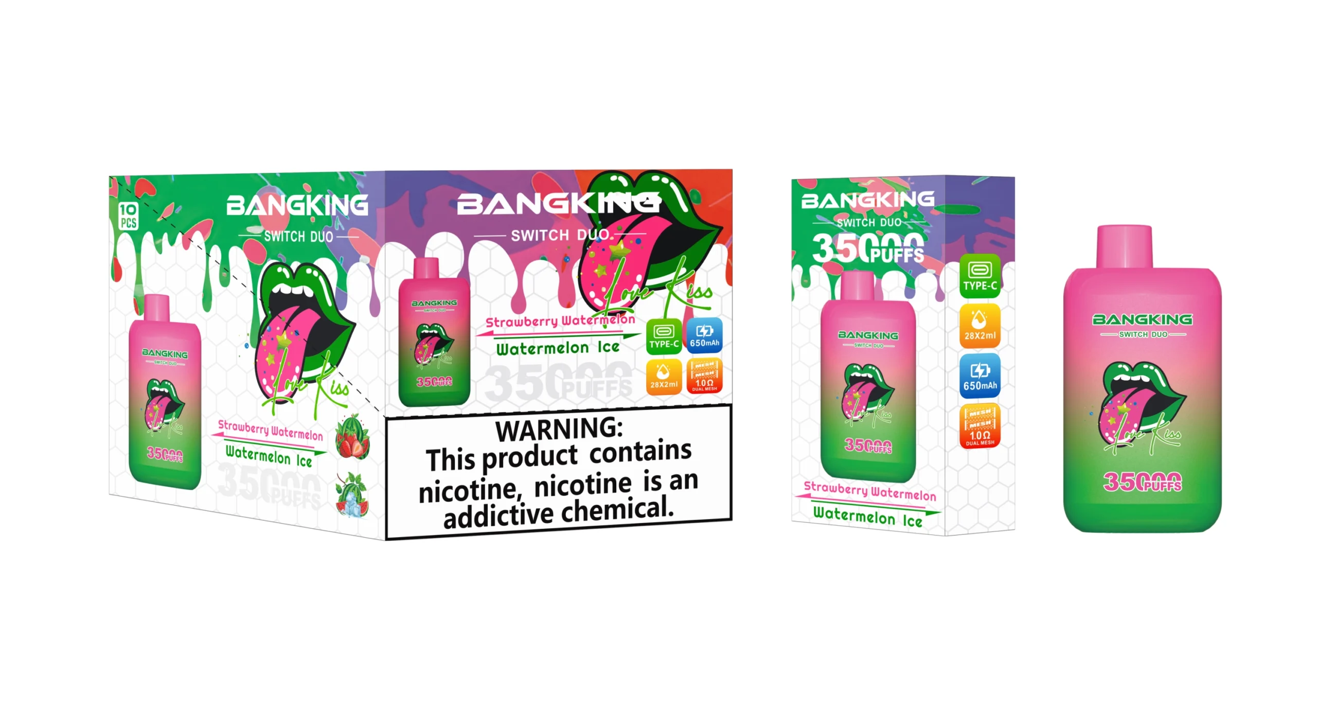 Bang King DUO 35K 2-in-1 – Set 02 Strawberry Watermelon & Watermelon Ice packaging wholesale