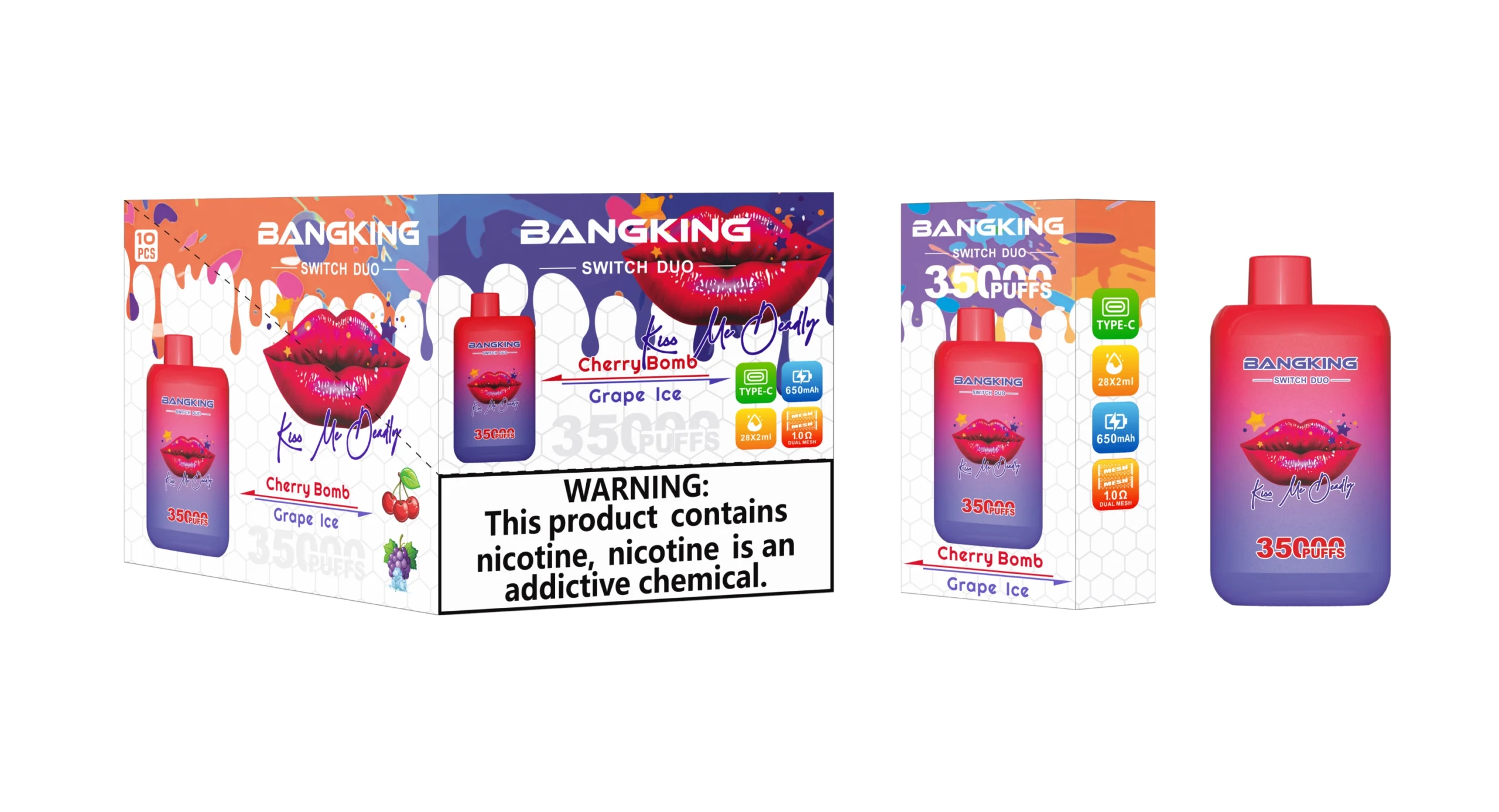 Bang King DUO 35K 2-in-1 – Set 05 Cherry Bomb & Grape Ice packaging wholesale