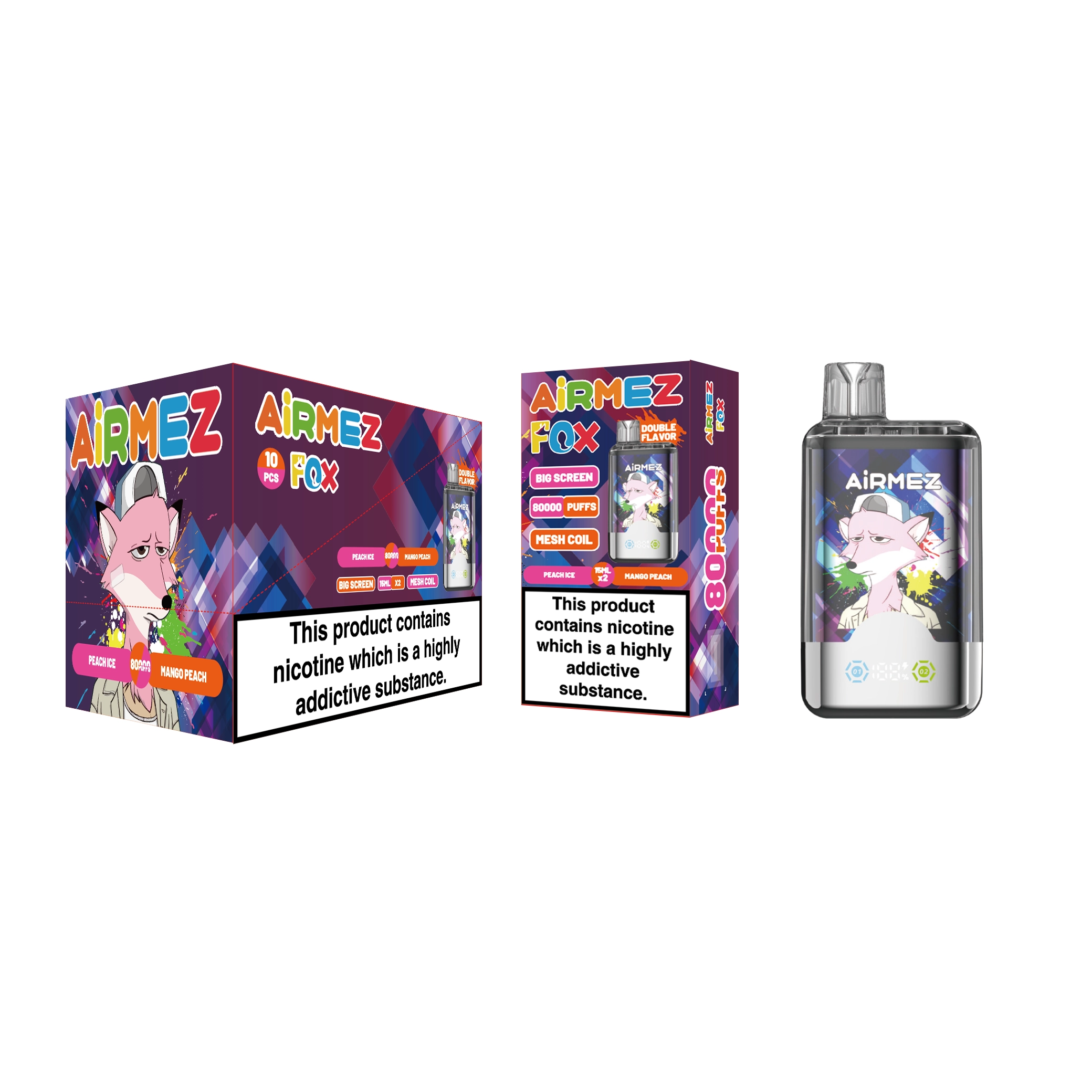 Airmez FOX 2 IN 1 80K Packaging Preview Set 08 Peach Ice Mango Peach