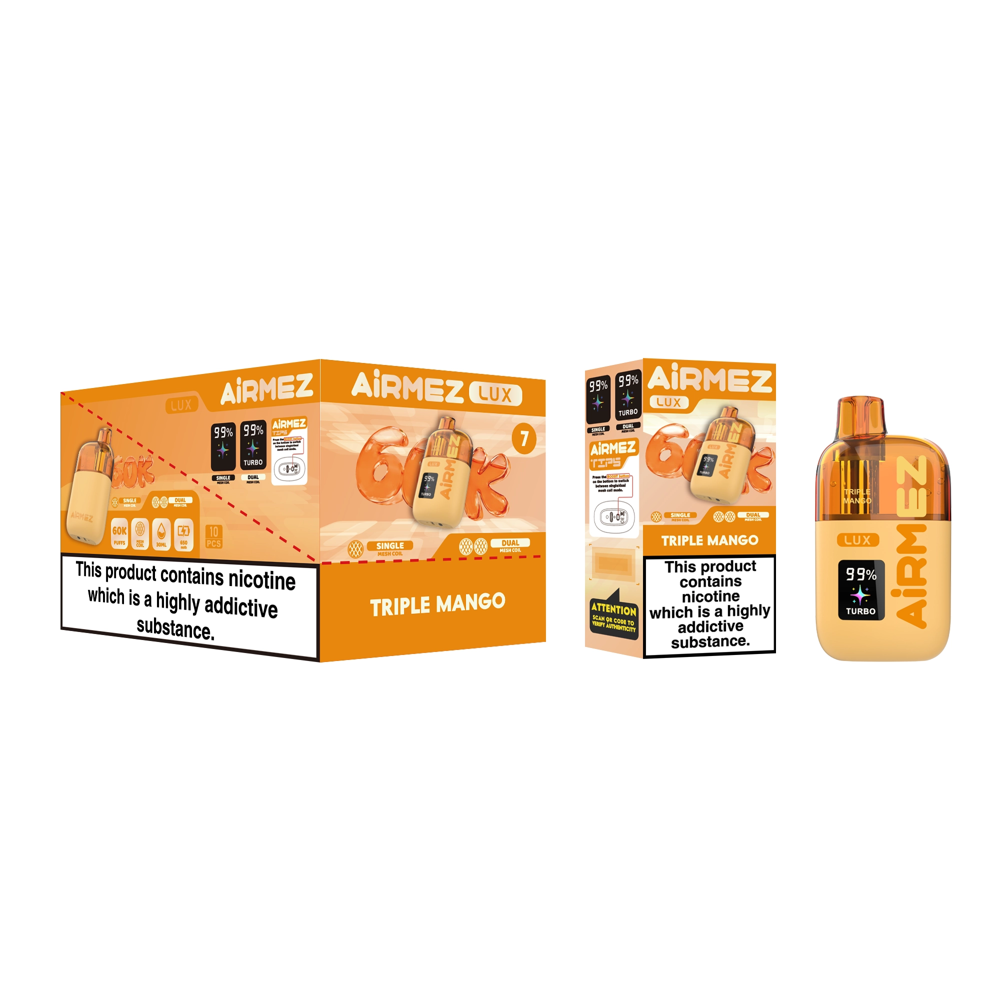 Airmez Lux 60K Packaging Preview Triple Mango