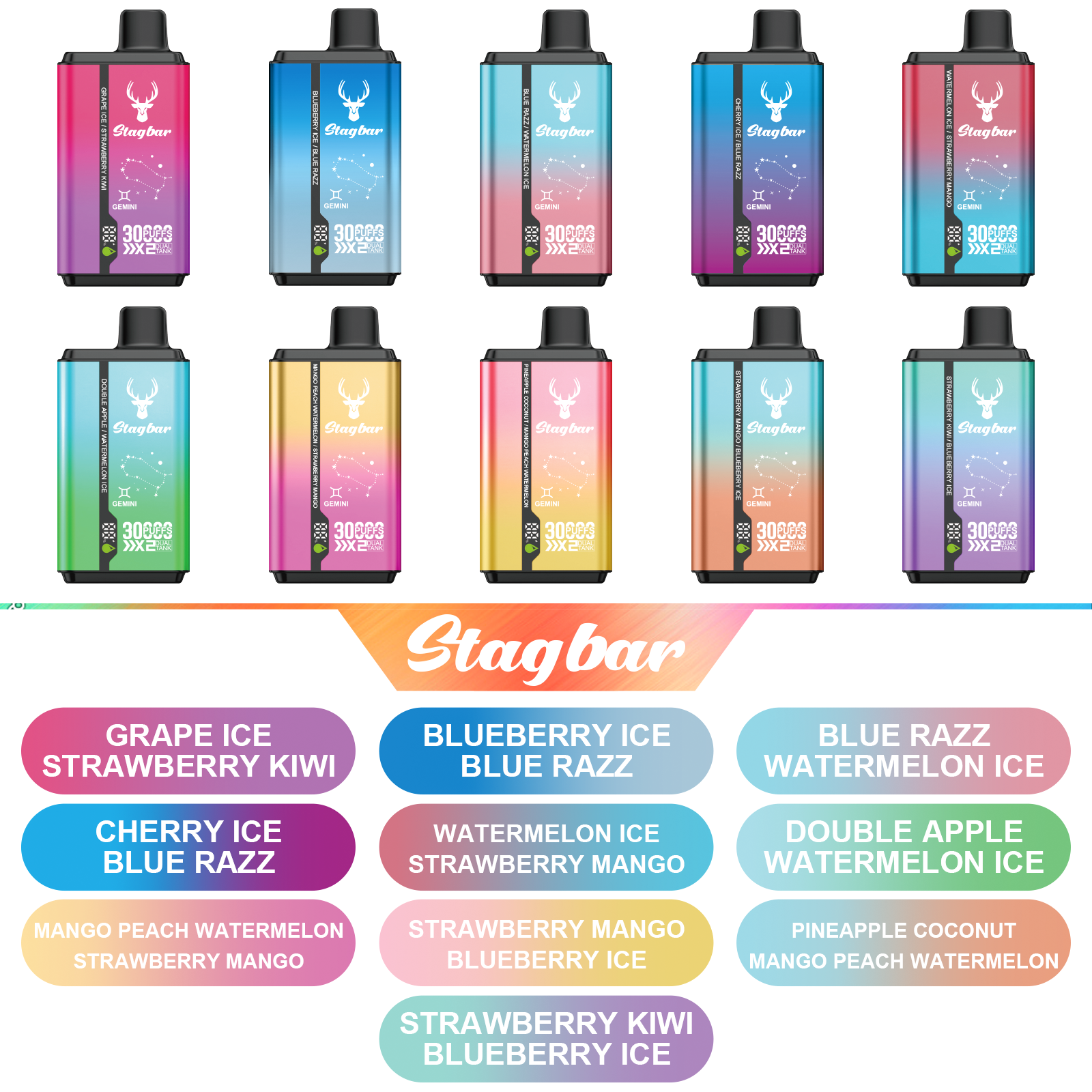 STAGBAR GEMINI 2 IN 1 30K — All Dual Flavor Sets Overview