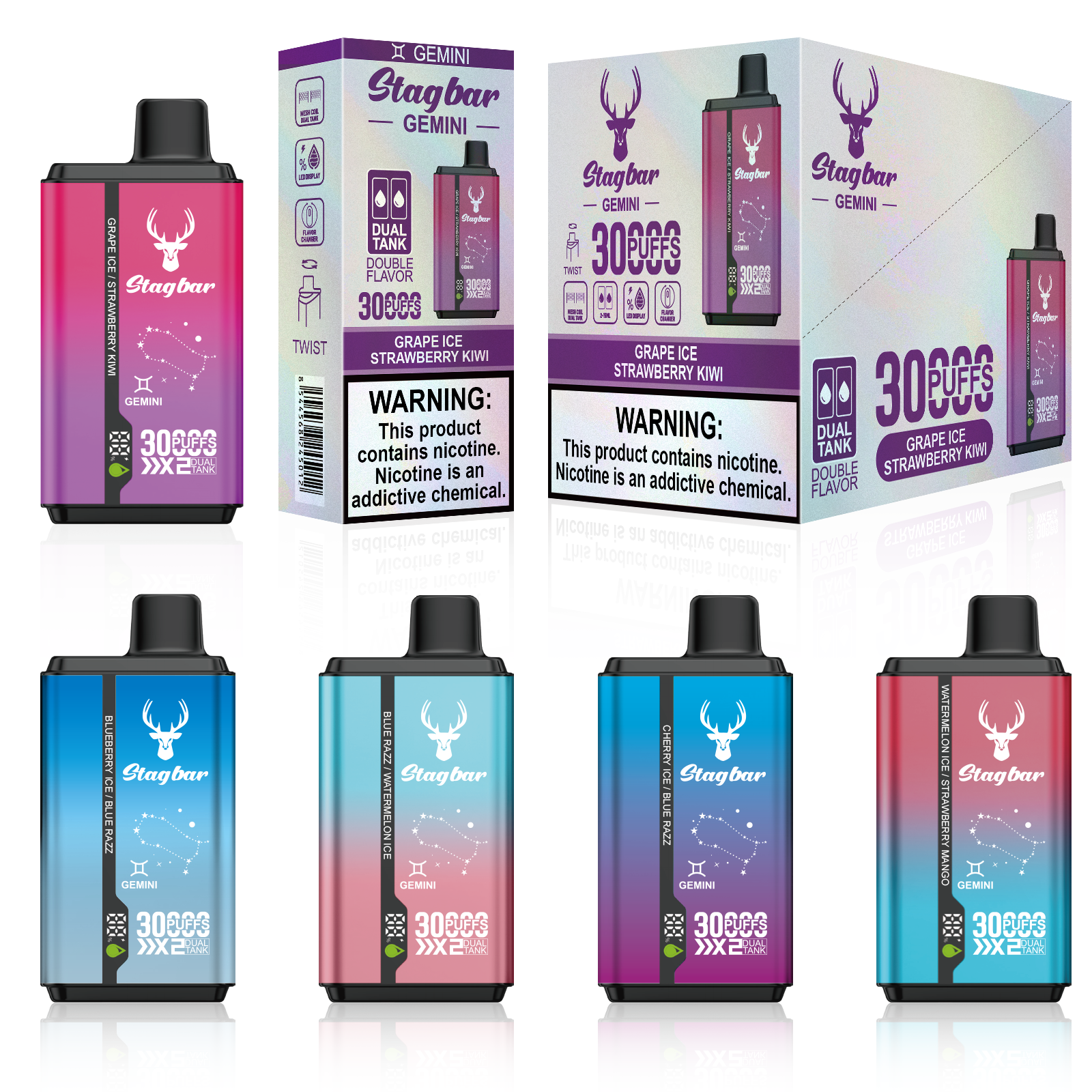 STAGBAR GEMINI 2 IN 1 30K — Outer Carton & Wholesale Packaging