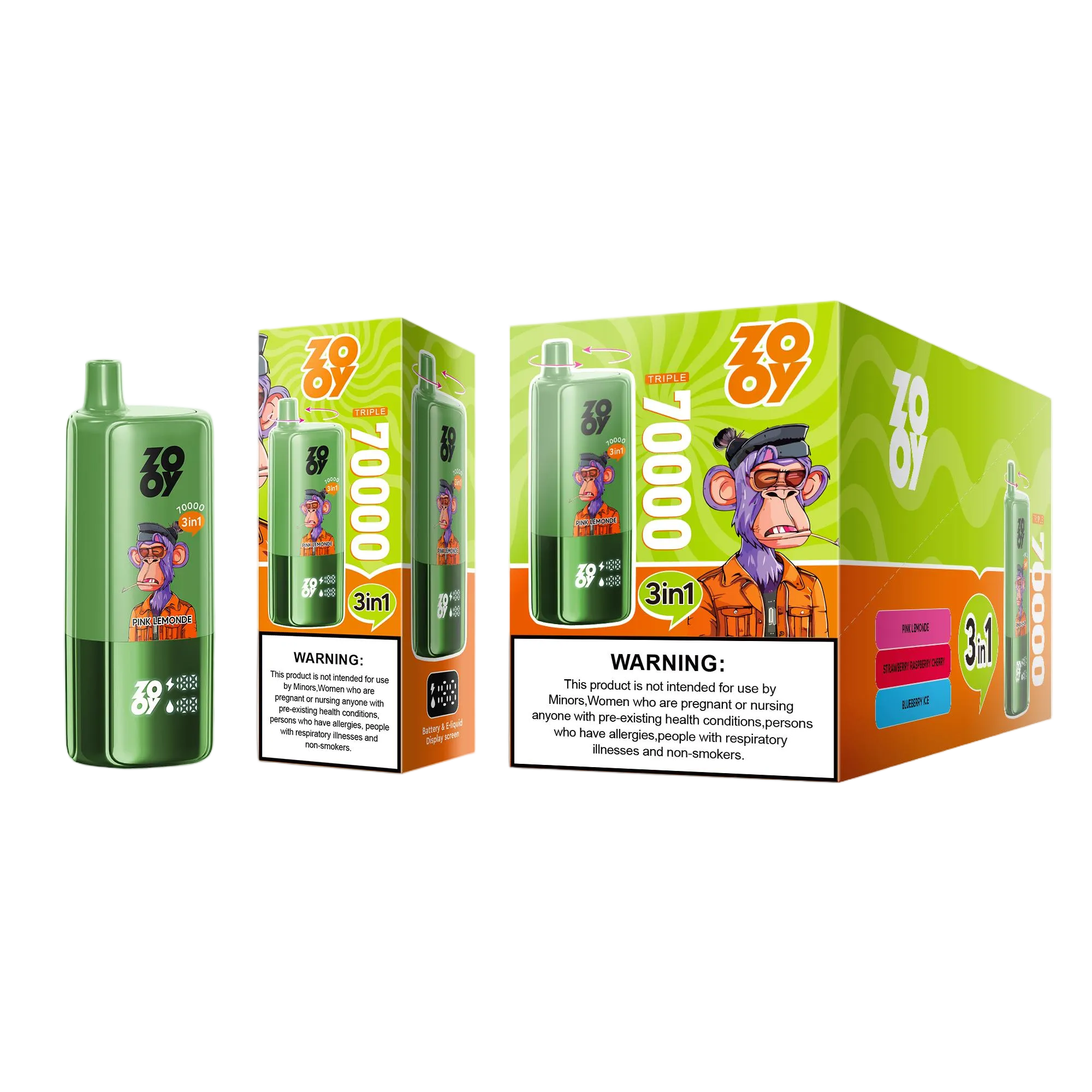 ZOOY TRIPLE 70000 Pink Lemonade Strawberry Raspberry Cherry Blueberry Ice