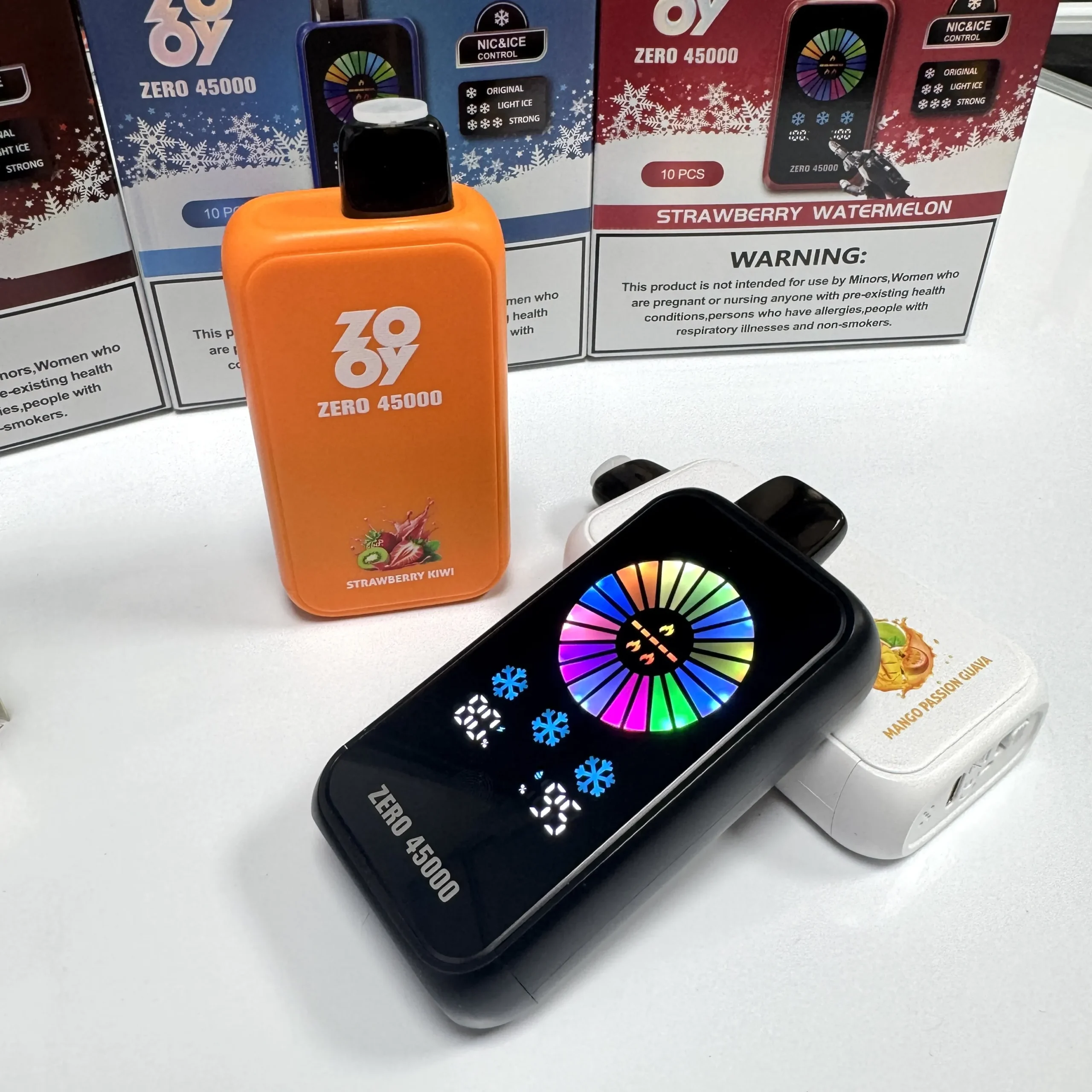 ZOOY ZERO 45000 smart touchscreen vape packaging / live display