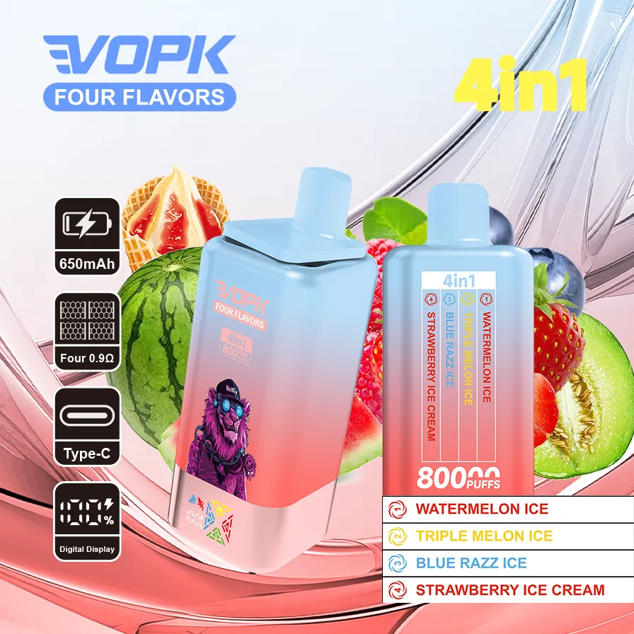 VOPK-Four-Flavors-80000puffs-Set01-Watermelon-Ice-Triple-Melon-Ice-Blue-Razz-Ice-Strawberry-Ice-Cream-promo