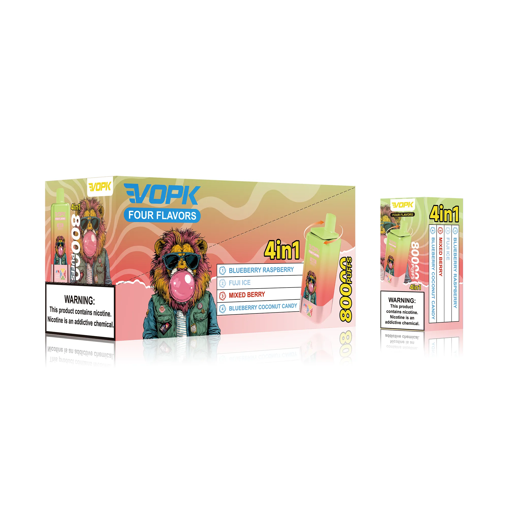 VOPK Four Flavors 80000 Set02 Blueberry Raspberry Fuji Ice Mixed Berry Blueberry Coconut Candy Wholesale Packaging