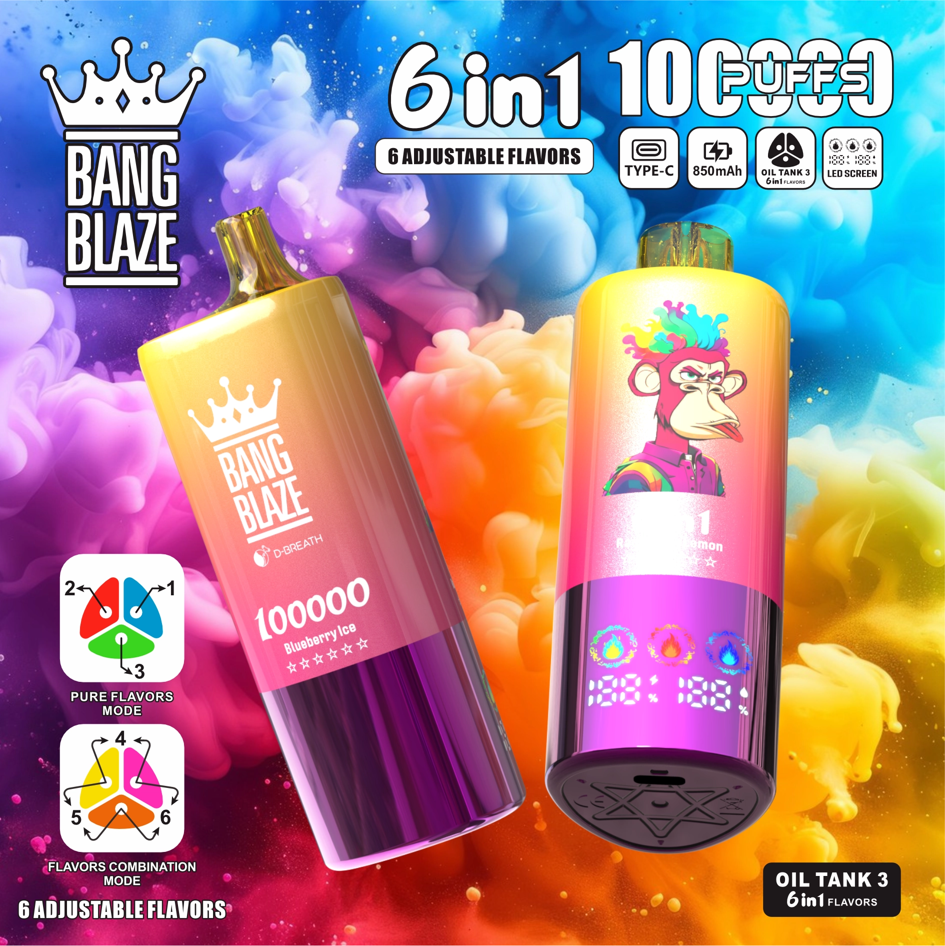 Bang Blaze 100K — 6 in 1 Disposable, up to 100,000 Puffs