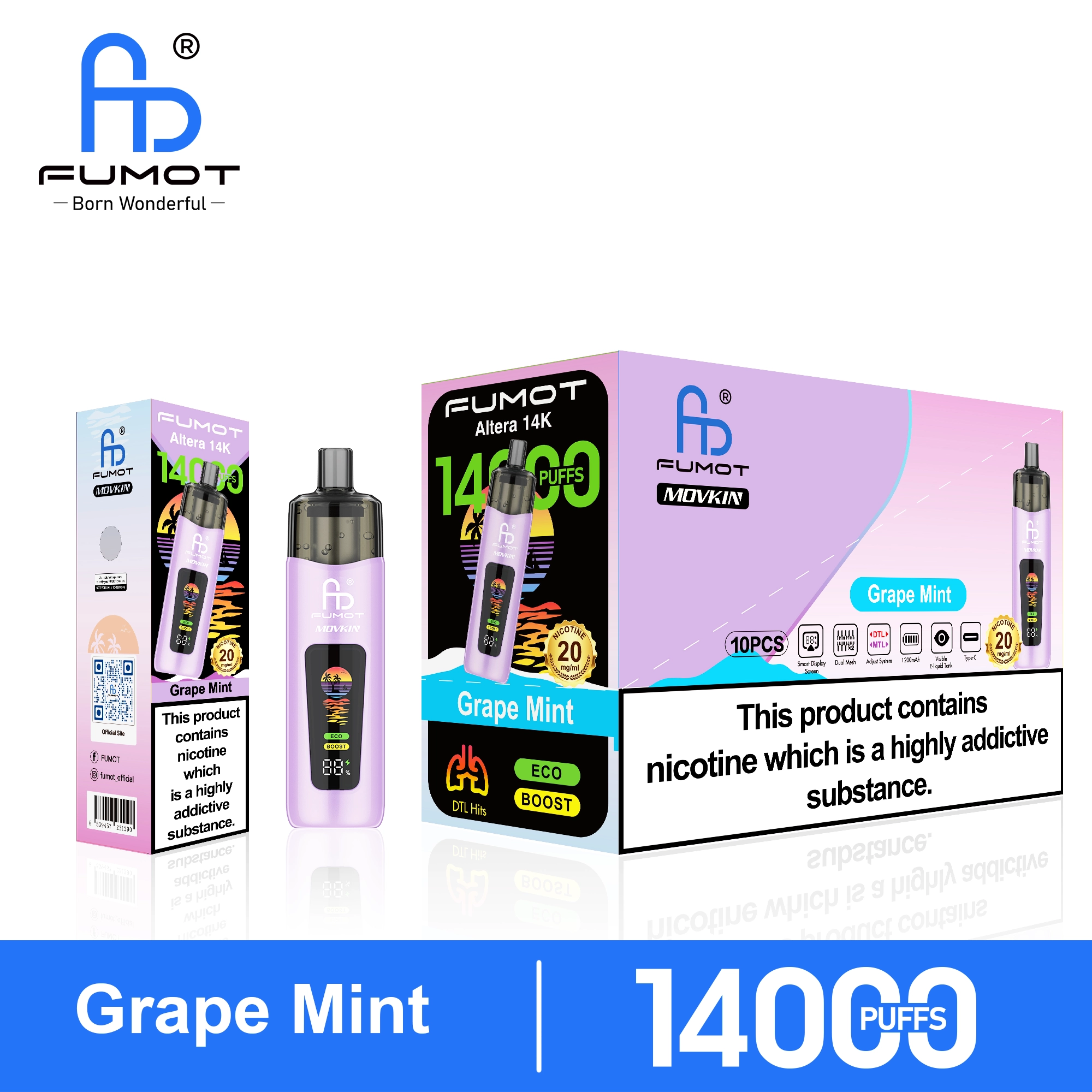 Fumot Altera 14K Grape Mint wholesale packaging for EU vape wholesale