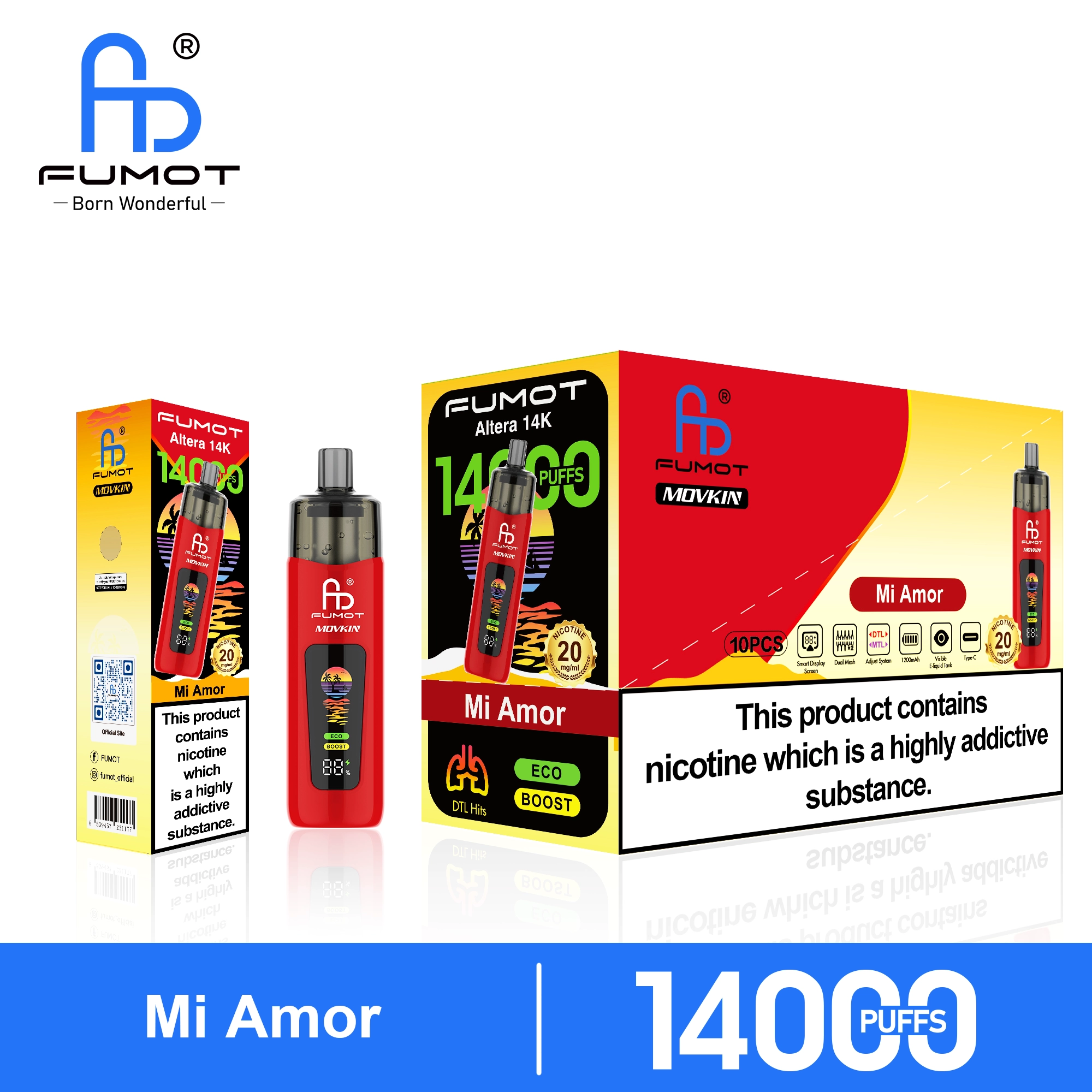 Fumot Altera 14K Mi Amor wholesale packaging for Fumot vape distributors