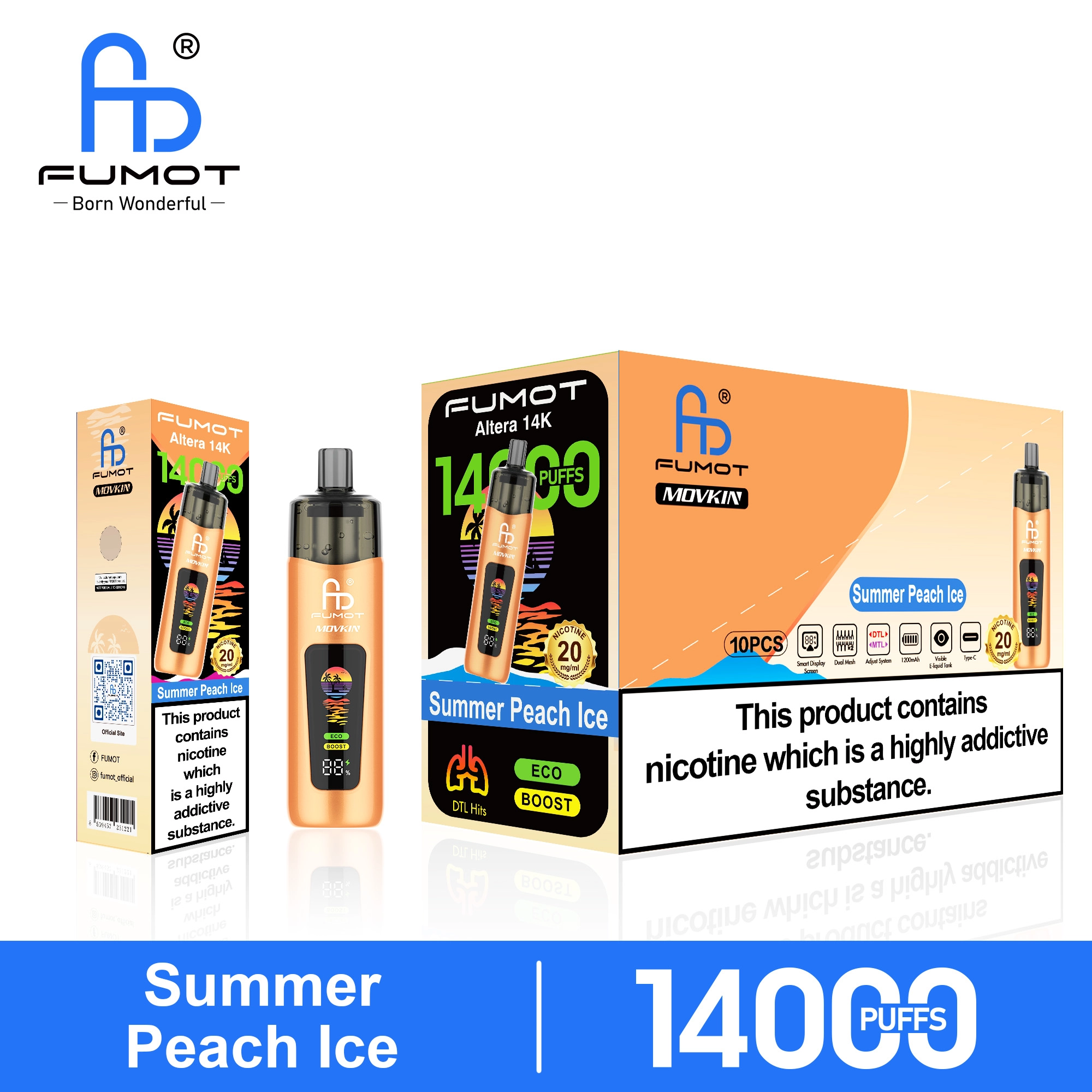 Fumot Altera 14K Summer Peach Ice wholesale packaging with Germany warehouse dispatch